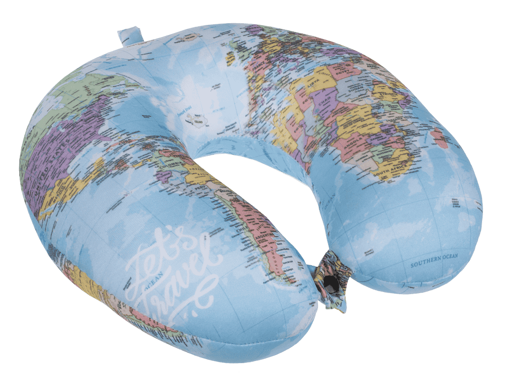 Neck cushion with micro pellet filling, World Map,