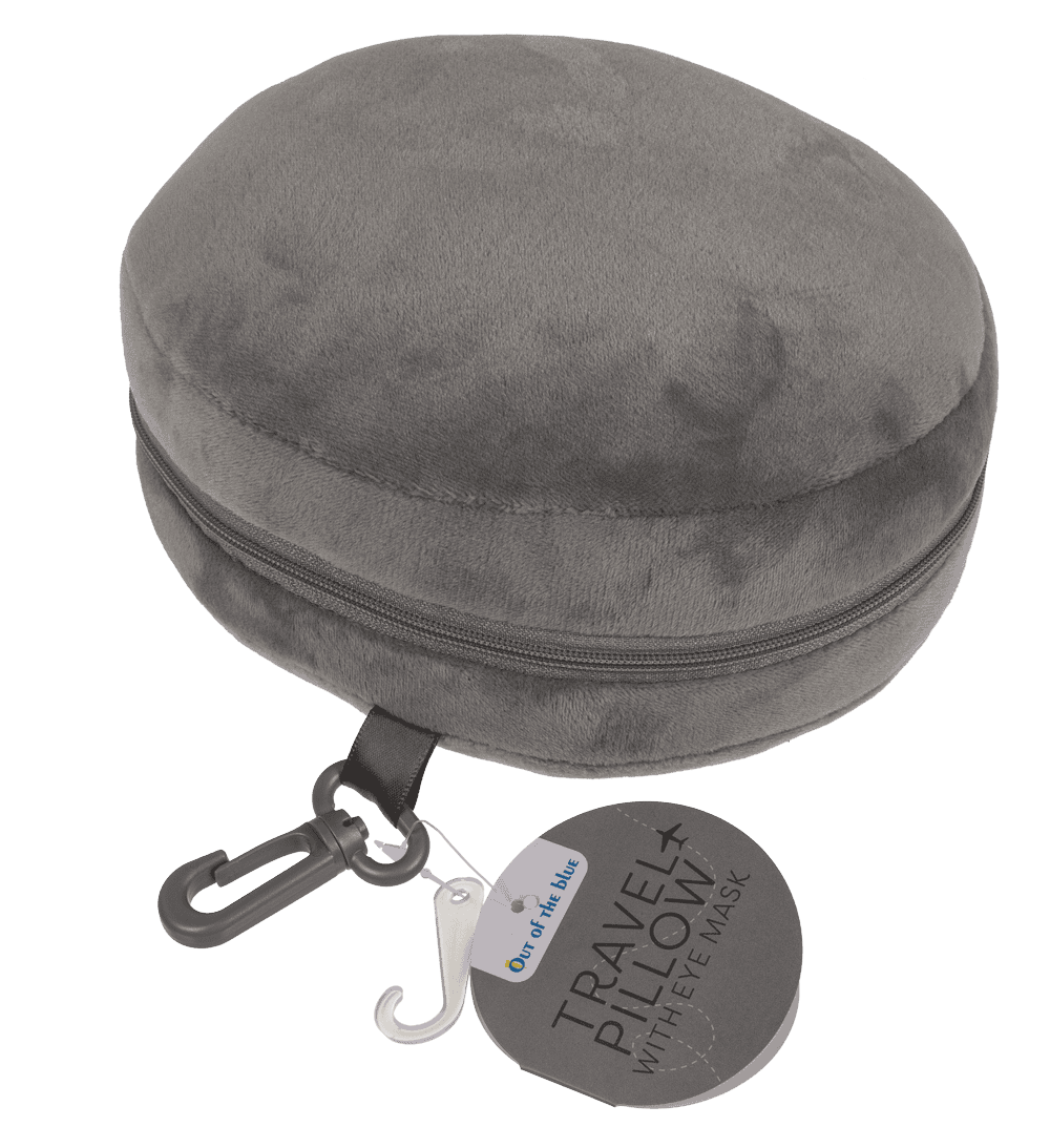 Plush travel pillow with eye mask