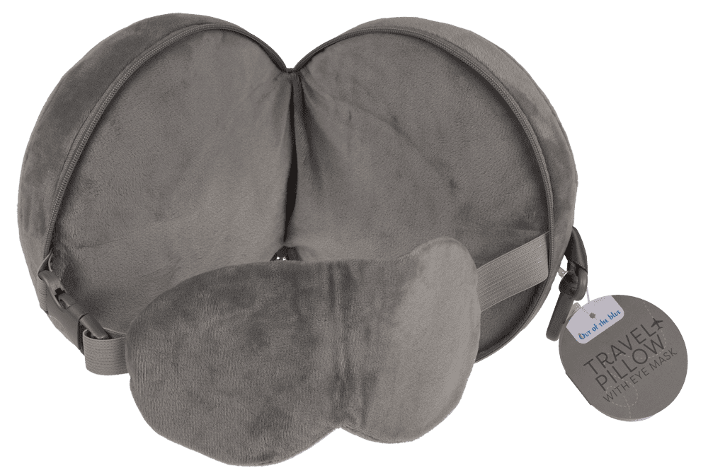 Plush travel pillow with eye mask