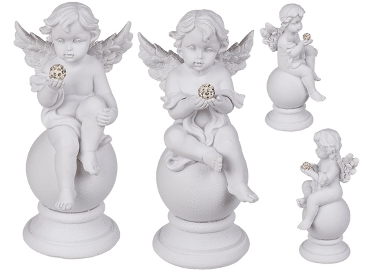 Sitting Polyresin Angel with Crystal Deco on