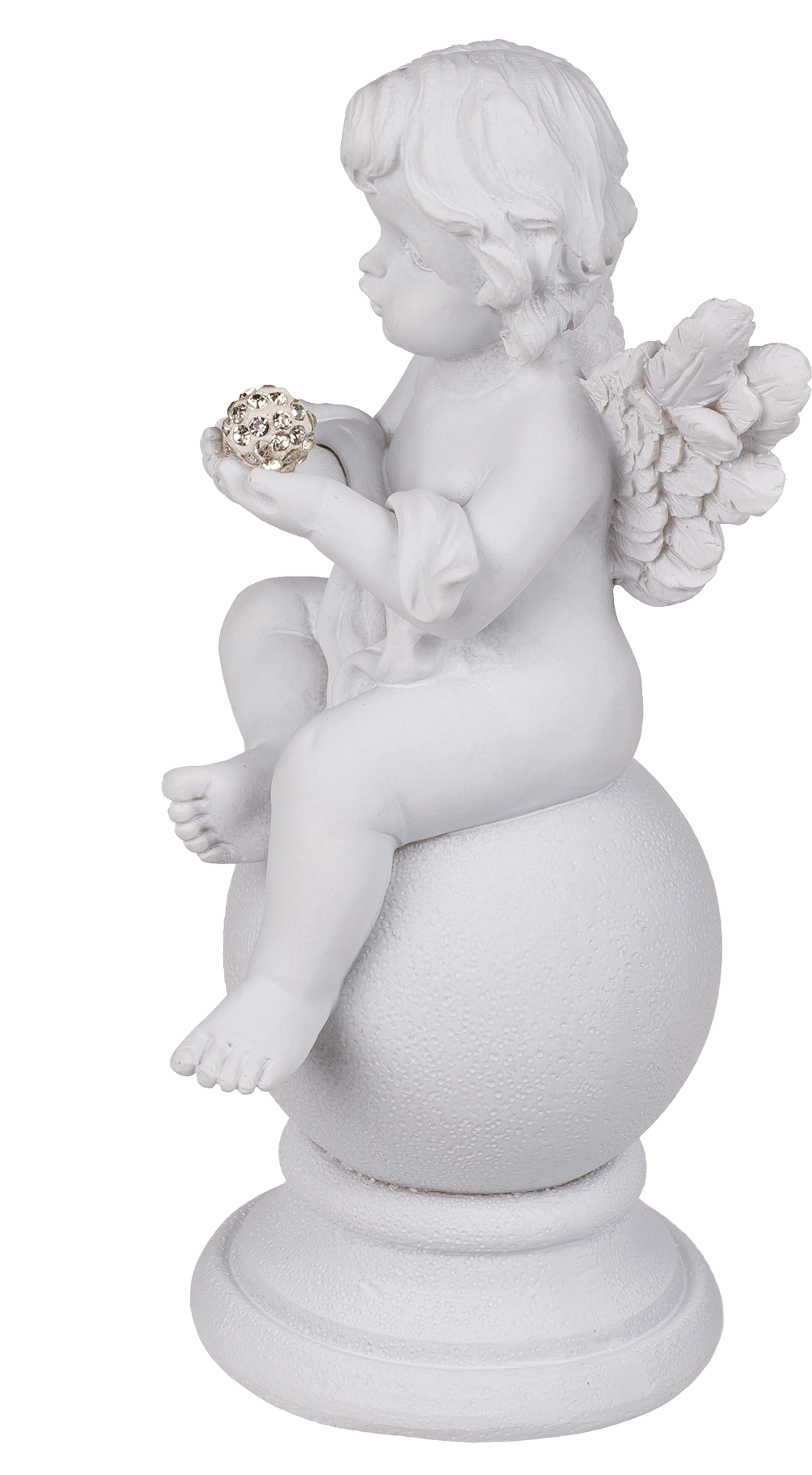 Sitting Polyresin Angel with Crystal Deco on