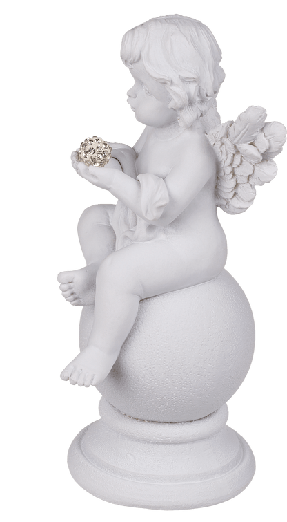 Sitting Polyresin Angel with Crystal Deco on