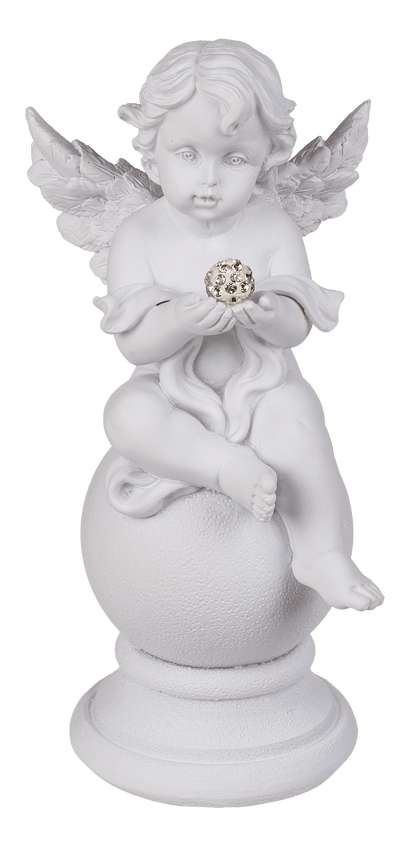 Sitting Polyresin Angel with Crystal Deco on