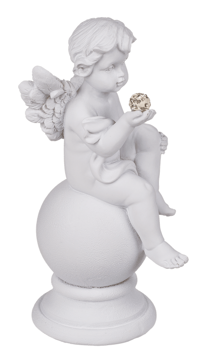 Sitting Polyresin Angel with Crystal Deco on