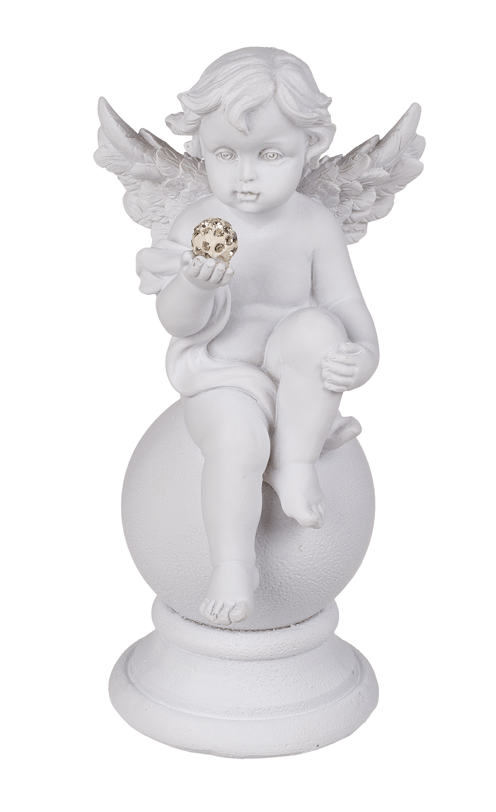 Sitting Polyresin Angel with Crystal Deco on