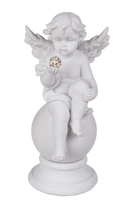Sitting Polyresin Angel with Crystal Deco on