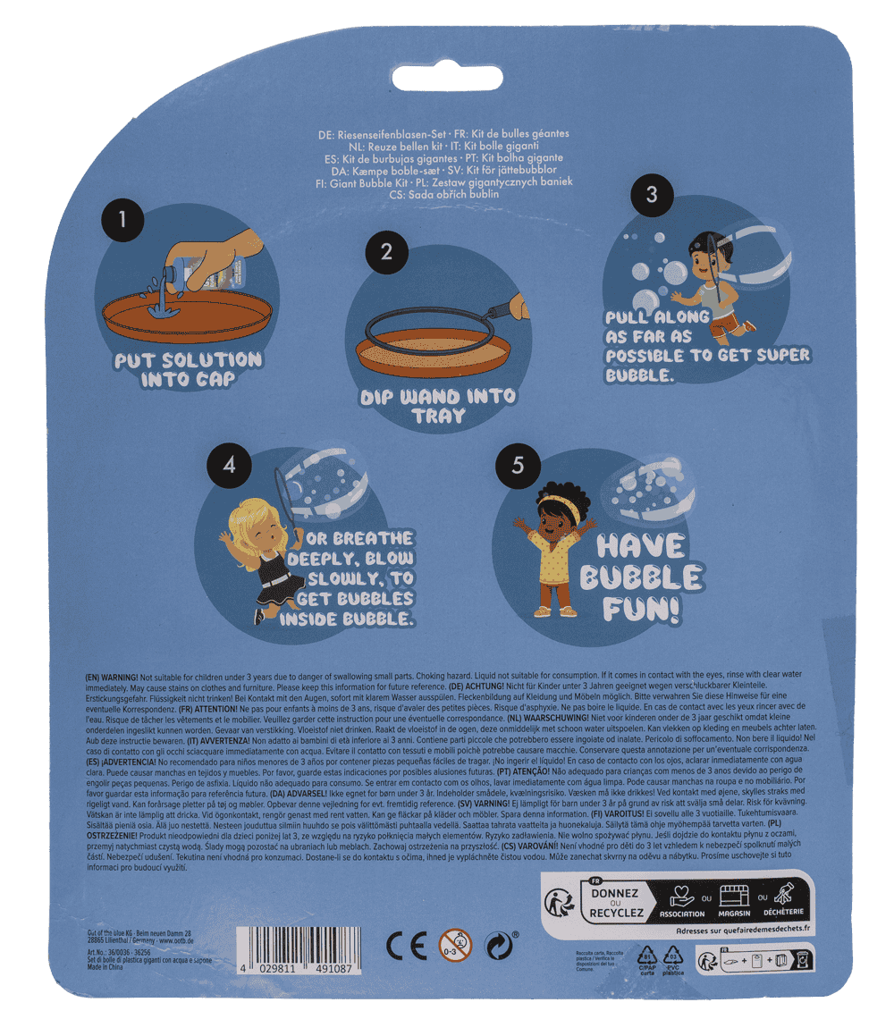 Giant Bubble Kit, incl. 250 ml bubble solution,