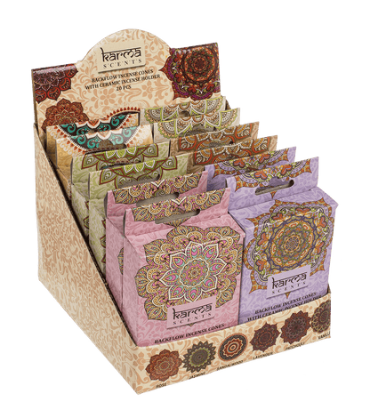 Backflow insence cone, Karma, 6 assorted,