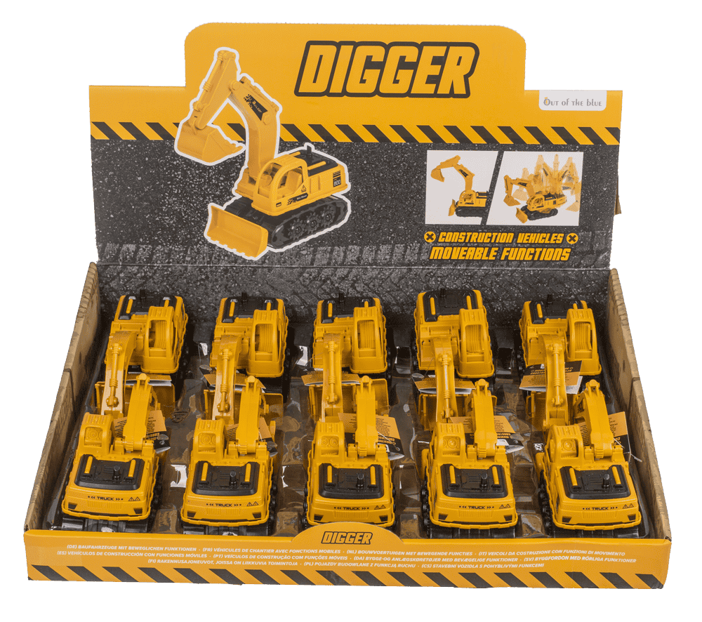 Digger with friction & moveable arm,