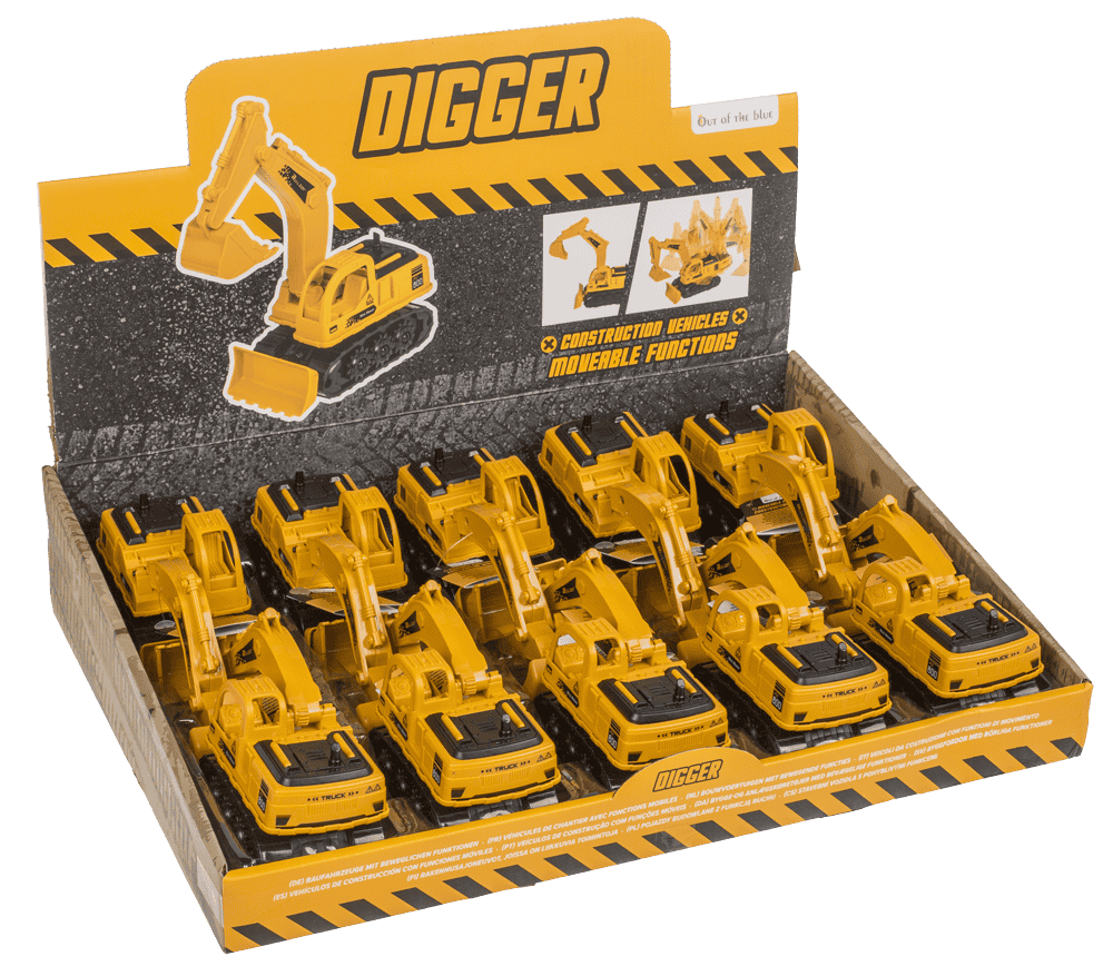 Digger with friction & moveable arm,