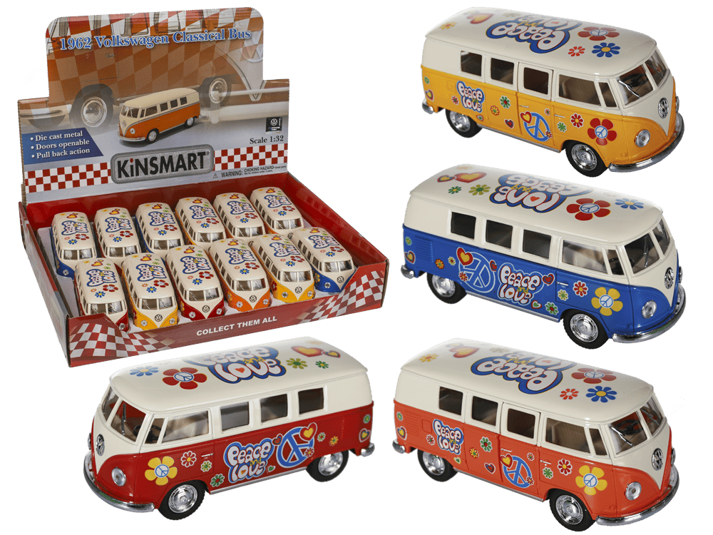 Metal model car with pull back, VW T1 Bus 1962 -,