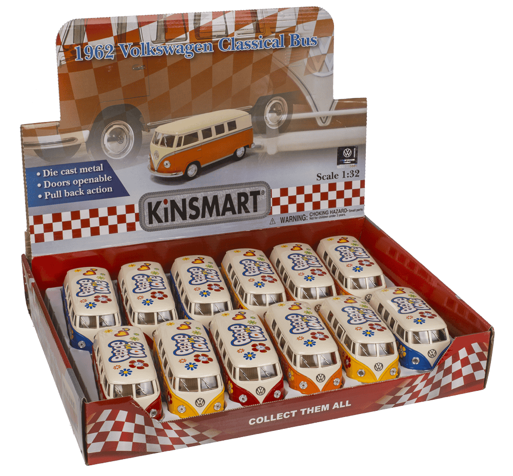 Metal model car with pull back, VW T1 Bus 1962 -,