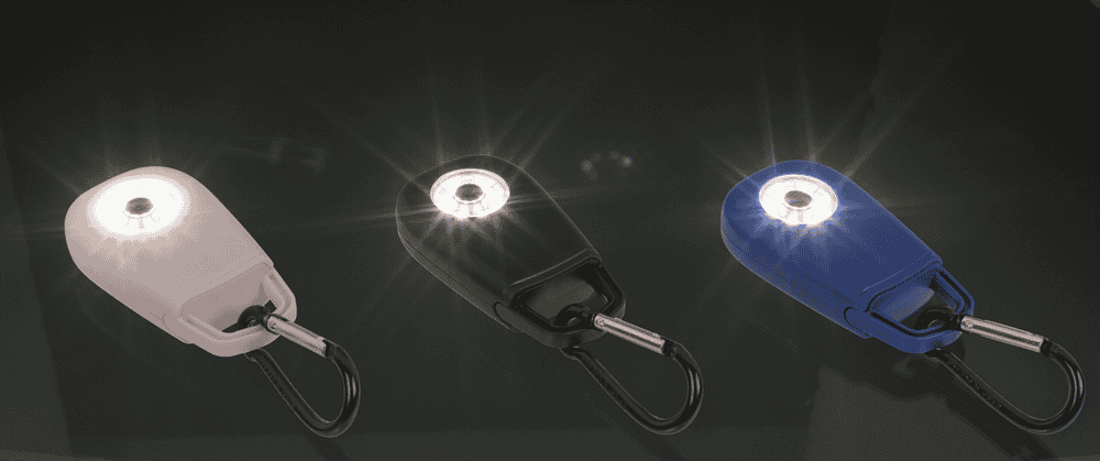 Pocket alarm with LED & snap hook,