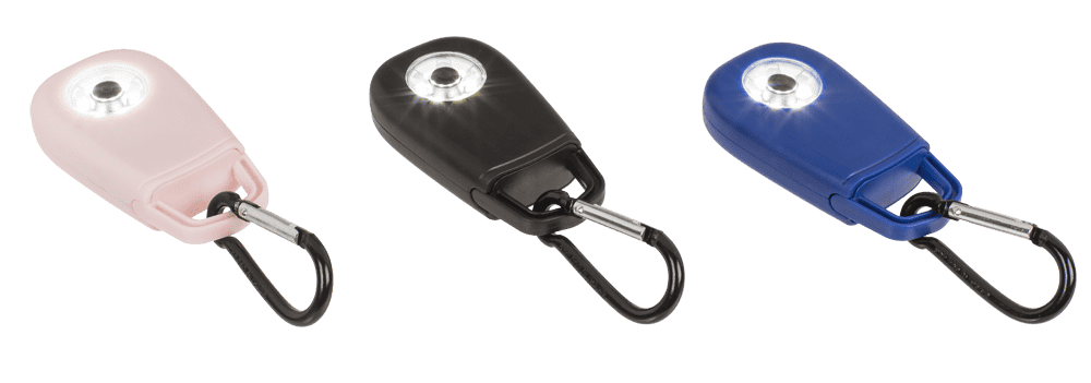 Pocket alarm with LED & snap hook,