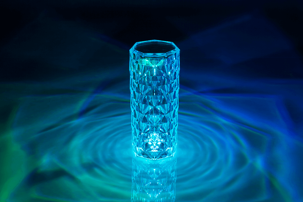 Crystal Lamp, ca. 21 x 9 cm, with colour changing