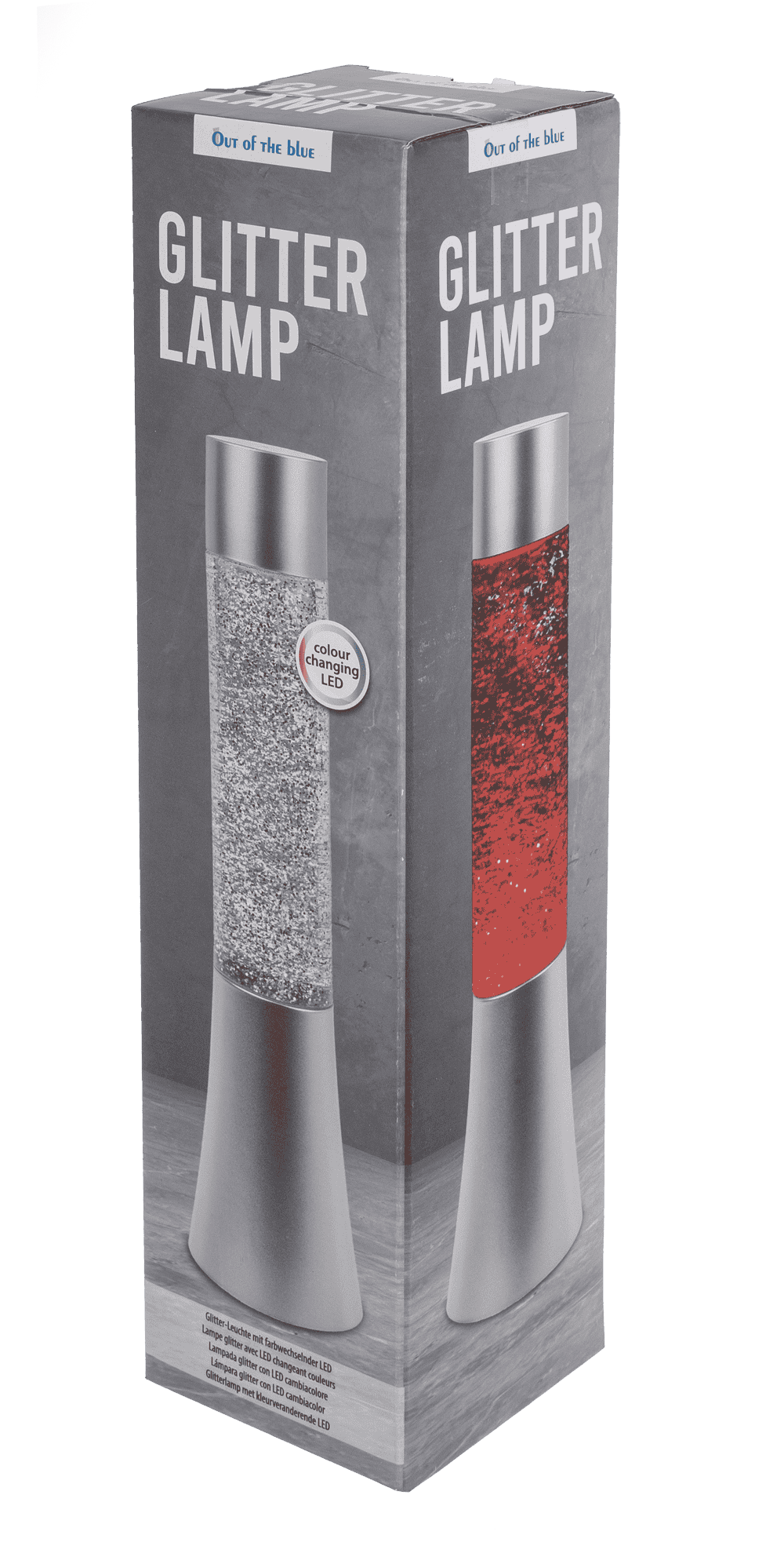 Glitter lamp with colour changing LED,