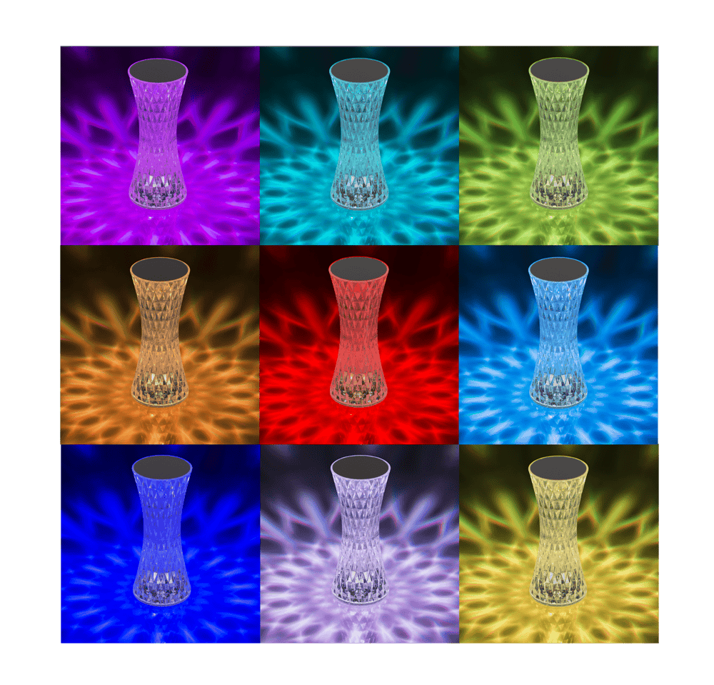 Crystal light, with colour-changing LED,