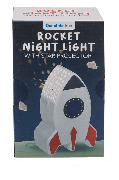 Night light with star projector, rocket,