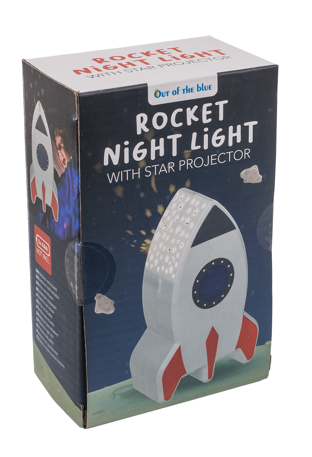 Night light with star projector, rocket,