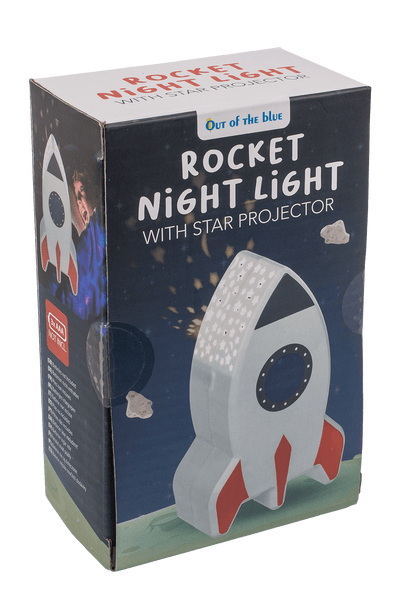 Night light with star projector, rocket,