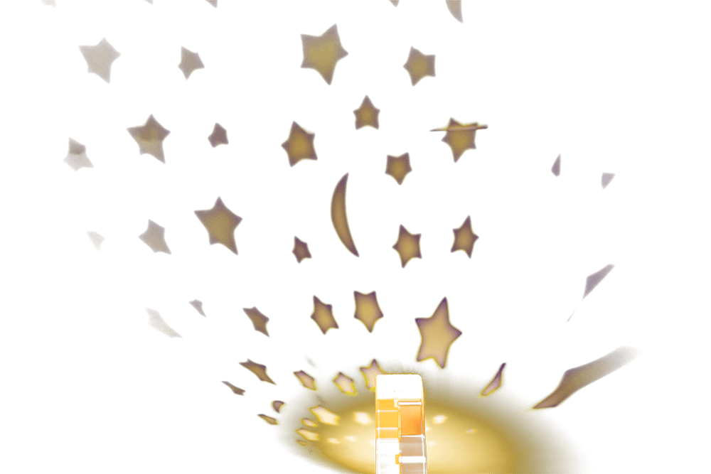 Night light with star projector, rocket,