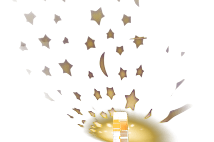 Night light with star projector, rocket,