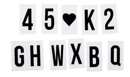 Illuminated plastic display board with 84 letters,