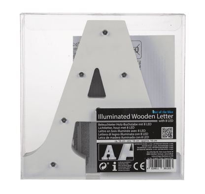 Illuminated wooden letter A, with 8 LED,