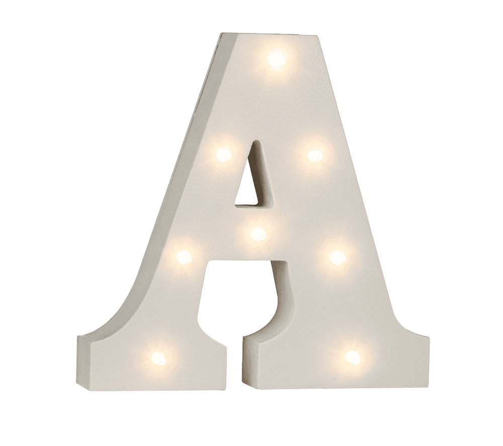 Illuminated wooden letter A, with 8 LED,