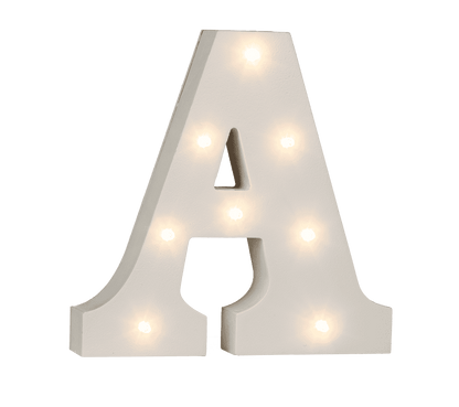 Illuminated wooden letter A, with 8 LED,