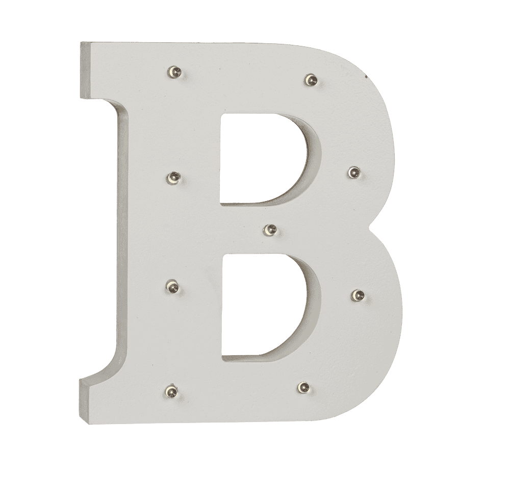 Illuminated wooden letter B, with 9 LED,