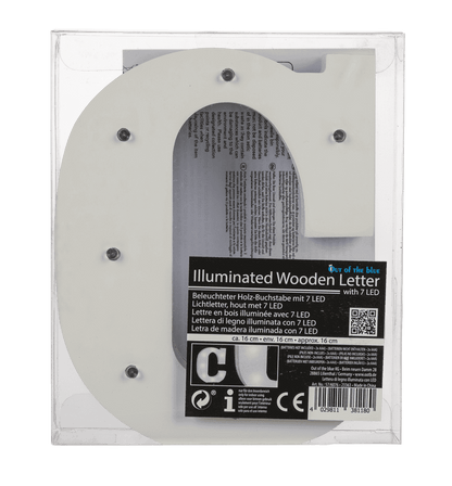 Illuminated wooden letter C, with 7 LED,