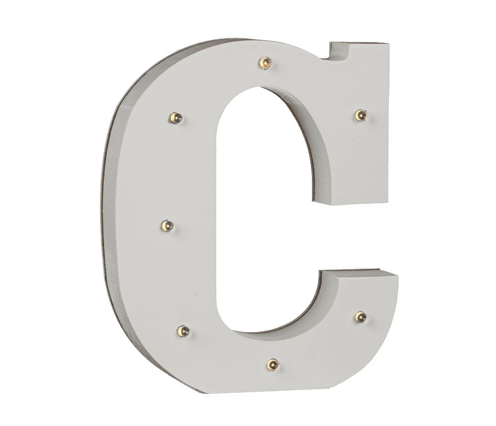 Illuminated wooden letter C, with 7 LED,