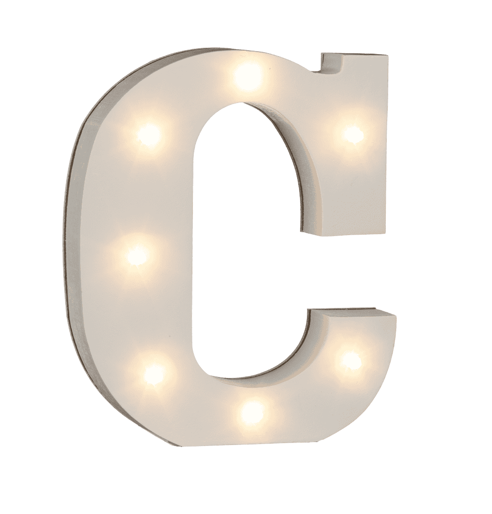 Illuminated wooden letter C, with 7 LED,
