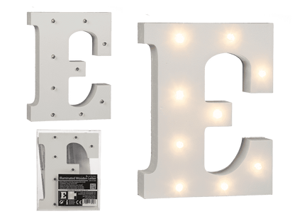 Illuminated wooden letter E, with 8 LED,