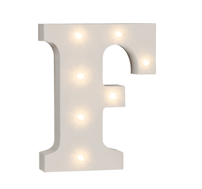 Illuminated wooden letter F, with 7 LED,