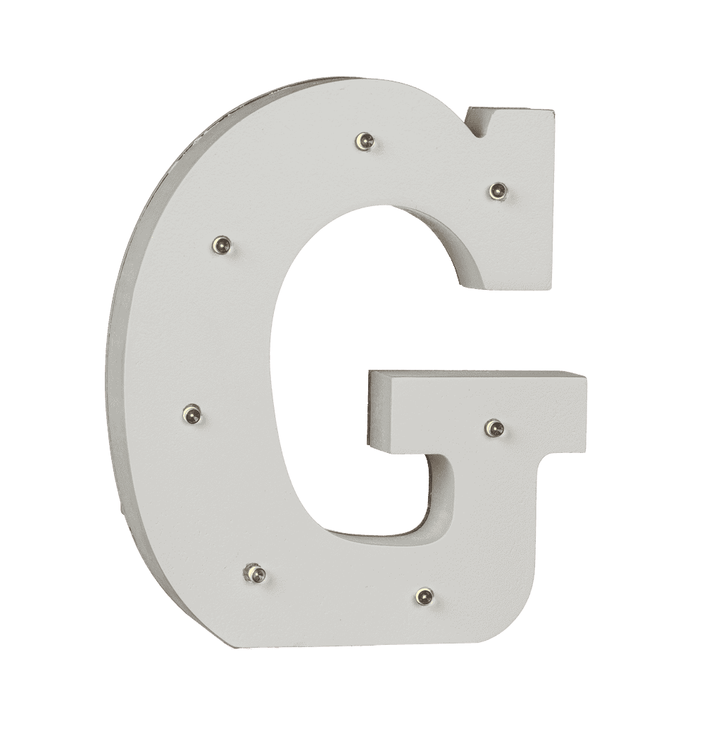 Illuminated wooden letter G, with 7 LED,