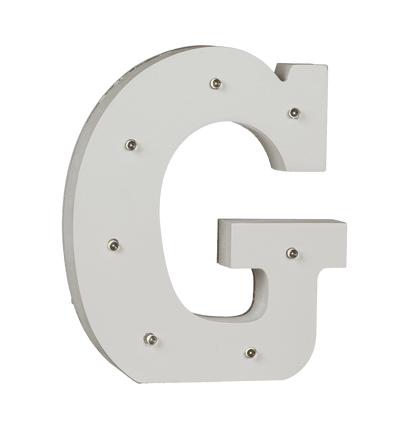 Illuminated wooden letter G, with 7 LED,