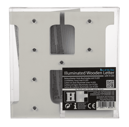 Illuminated wooden letter H, with 9 LED,