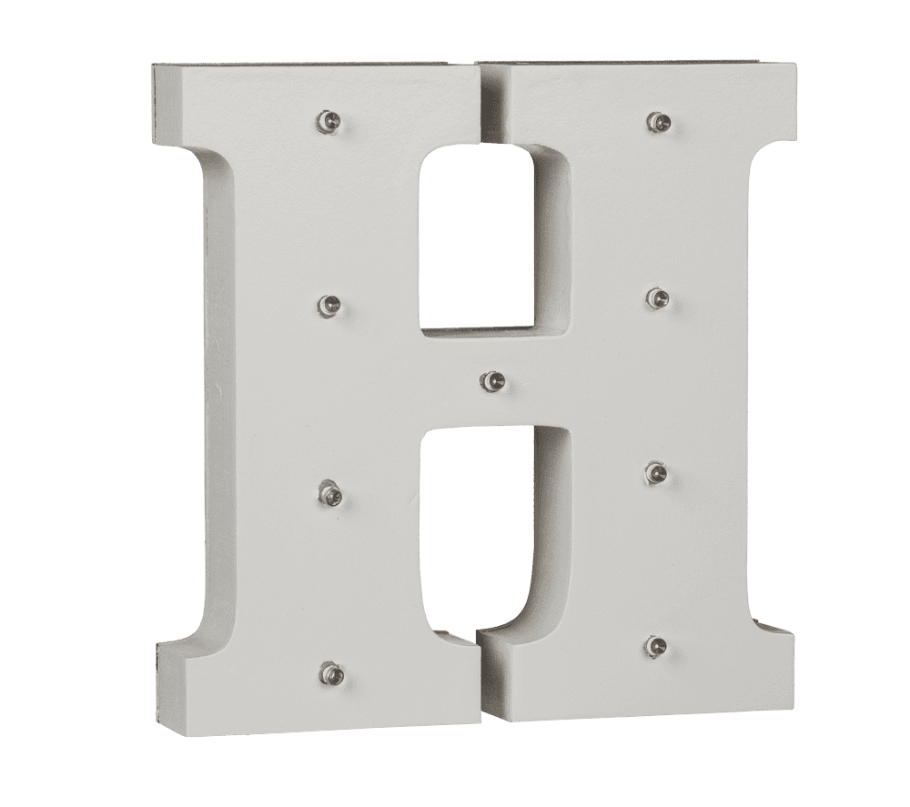 Illuminated wooden letter H, with 9 LED,
