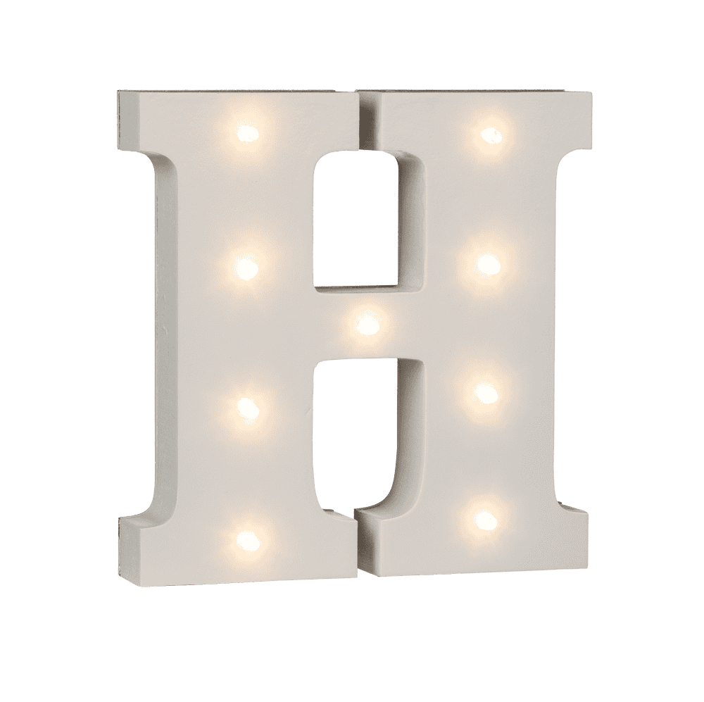 Illuminated wooden letter H, with 9 LED,