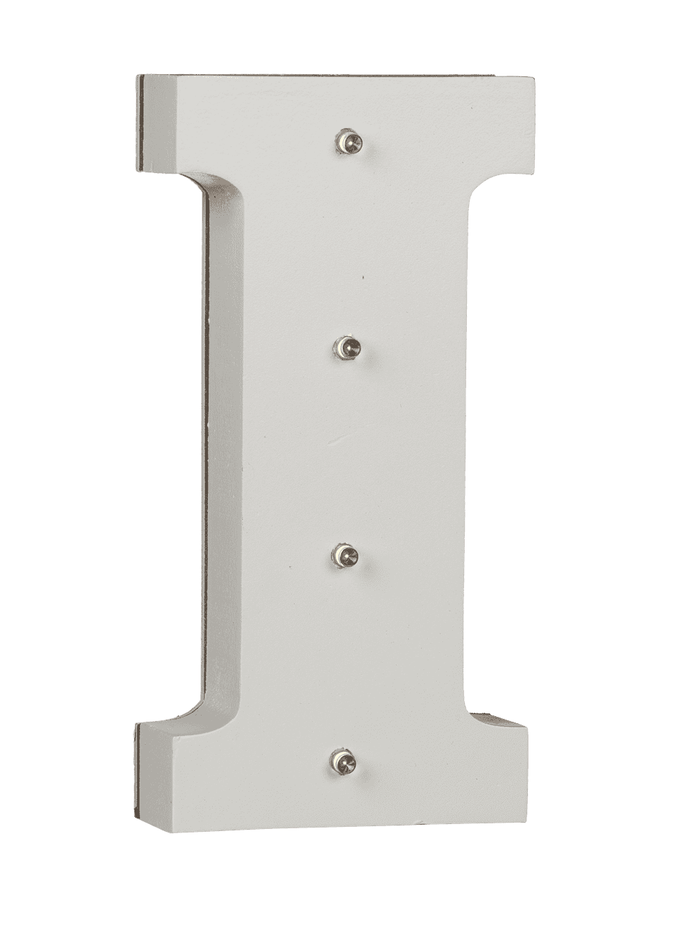 Illuminated wooden letter I, with 4 LED,