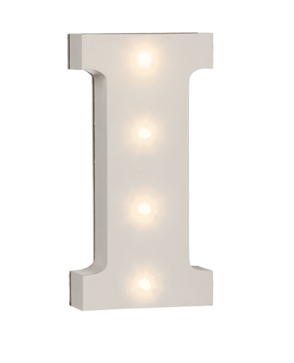 Illuminated wooden letter I, with 4 LED,