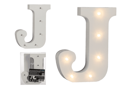 Illuminated wooden letter J, with 6 LED,