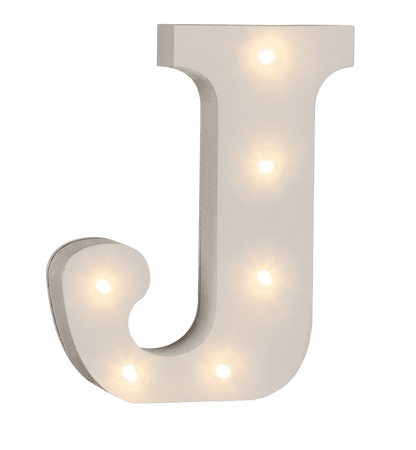 Illuminated wooden letter J, with 6 LED,