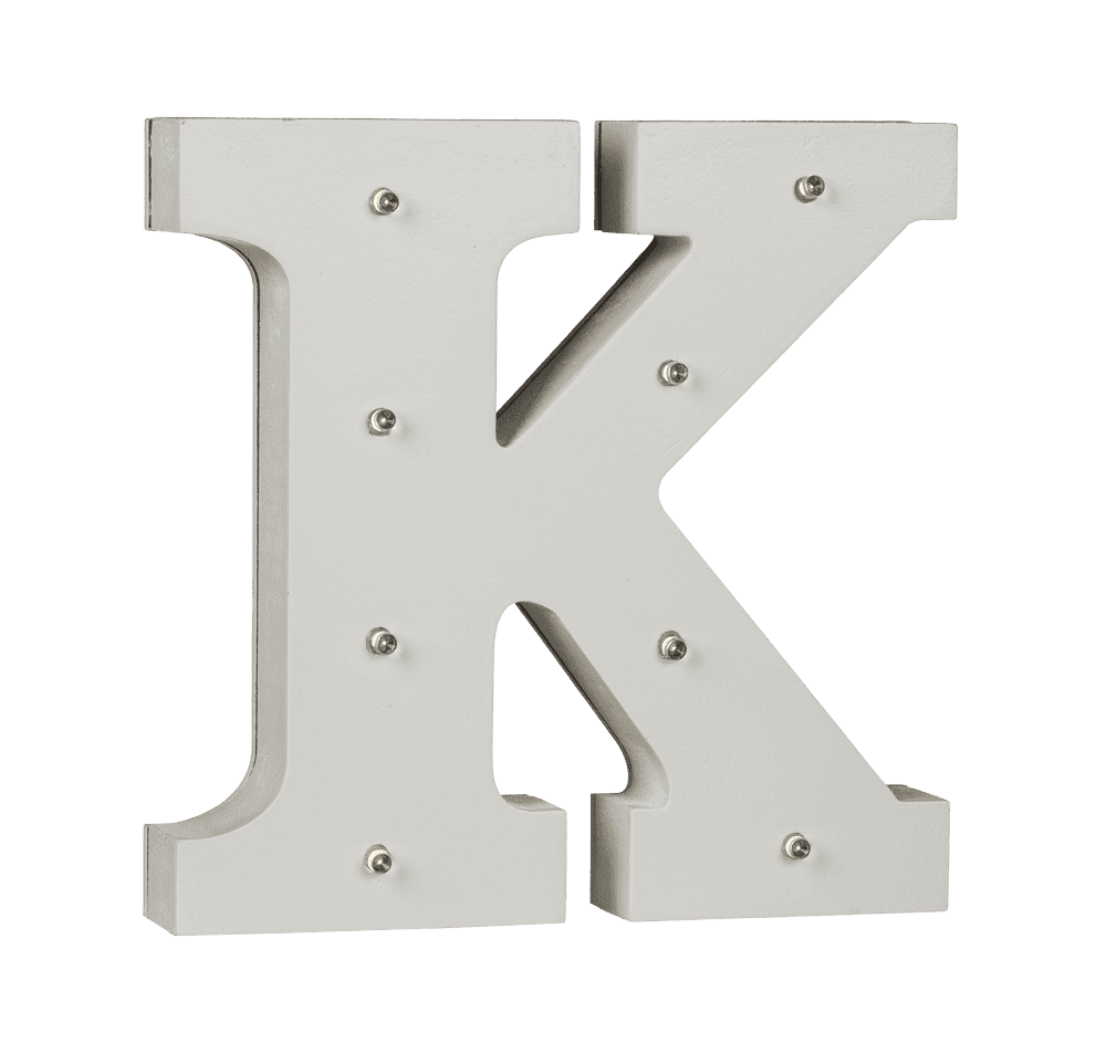 Illuminated wooden letter K, with 8 LED,