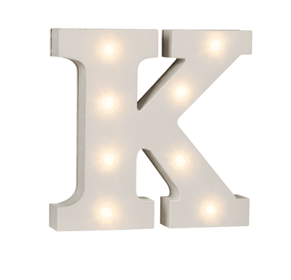 Illuminated wooden letter K, with 8 LED,