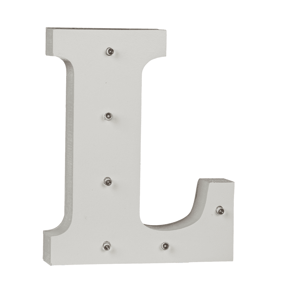 Illuminated wooden letter L, with 6 LED,