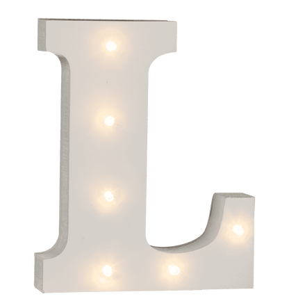 Illuminated wooden letter L, with 6 LED,