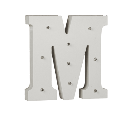 Illuminated wooden letter M, with 9 LED,